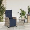 vidaXL Gartensessel mit Fußteil Verstellbar Grau Poly Rattan 365239 Bild 3