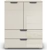 rauch Aditio Box, Kommode, 2-türig, 2 Schubladen, mit Glasfront, mit Softclose-Funktion, Farbe Beige, BxHxT 80x100x42cm Bild 2