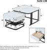 Merax 2-teiliges Couchtisch-Set, geometrischer Kaffeetish Set, hochglänzende Marmoroptik, Wohnzimmertisch-Set mit 1 Schublade, Sofatisch, Beistelltisch, Weiß+Schwarz Bild 4