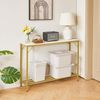 YMYNY Konsolentisch Beistelltisch Spleißdesign Eingangstisch Weiß Gold Bild 4
