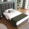 Polsterbett 90x200 cm mit gepolstertem Kopfteil, Stoffbett in Grau, stabile Holzlatten, ruhiges Design Bild 3