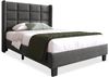 Polsterbett 90x200 cm mit gepolstertem Kopfteil, Stoffbett in Grau, stabile Holzlatten, ruhiges Design Bild 5