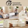 VASAGLE Ecksofa, modulares Sofa 244 cm breit, vakuumverpackt, Schlafsofa, keine Montage erforderlich, mit großer Chaiselongue rechts, für Wohnzimmer, Gästezimmer, cremeweiß Bild 2