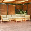 vidaXL 8-tlg. Garten-Lounge-Set mit Creme Kissen Massivholz Kiefer 3096556 Bild 1