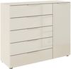 rauch Schubkastenkommode Kommode Türkommode Sideboard Kombikommode FLIPP mit Glasfront (Breite 120 cm mit 2 Einlegeböden), 1-türig, 5 Schubladen, Soft-Close-Funktion, Oberboden und Front Glas Bild 5