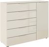 rauch Schubkastenkommode Kommode Türkommode Sideboard Kombikommode FLIPP mit Glasfront (Breite 120 cm mit 2 Einlegeböden), 1-türig, 5 Schubladen, Soft-Close-Funktion, Oberboden und Front Glas Bild 4