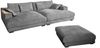 KAWOLA Big Sofa MADELINE Cord grau mit Hocker / 4 Zierkissen / Armlehntablett natur 85 x 170 x 290 cm Bild 3