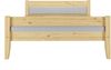 Massivholzbett Kiefer 140x200 modernes Polsterbett, Polsterfarbe hellgrau Bild 2