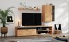 Merax 140*35*39cm TV Wohnwand-set (Komplett-Set, 3-St), Mediawand inkl. TV-Board, Standregal und Wandregal, TV Wohnzimmermöbel-Set, modernes TV-Schrank, stehend und hängend, Holzfarbe + Schwarz Bild 3