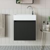 Roomart MINI-50 Badmöbel Set– 2-teiliges Badezimmermöbel Set - Waschbecken mit Unterschrank - H 45 x B 25 x T 49 cm • Schwarz-Eiche Bild 3