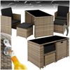 tectake Sitzgruppe Rattan-Gartenlounge für 2 bis 4 Personen, inklusive Flaschenöffner, (Loungeset Palermo, 5-tlg, für Außen in Naturfarben), widerstandsfähig, UV-beständig, mit Sicherheitsglasplatte Bild 5
