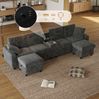 U-Form Ecksofa in Grau mit USB-Ladestation, flexiblen Hockern, großzügigem Stauraum, 315cmx81cmx135cm Bild 3