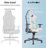 Ergonomischer Gaming-Stuhl Stoff für Erwachsene,Bürostuhl Rennsport hohe Rückenlehne Gaming-Stuhl Stoff höhenverstellbar für Teens Gaming-Stuhl mit Kopfstütze und Lundenunterstützung für Frauen,Stoff,Weiß und Blau, Bild 3