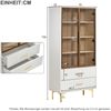 Vitrinen-Set 80x40x160+70x35x150 cm, weiß mit braunen Glastüren, LED-Leisten und verstellbaren Einlegeböden Bild 4