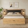 Doppelbett 180*200cm, Stauraumbett, holzbett, Jugendbett, mit Leselampe, mit 2 Nachttische, mit Schubladen, Naturfarbe Bild 2