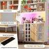 Seitenboard / Aufbewahrungsschrank / Multifunktions-Küchenschrank / Buffetschrank, 120x40x170cm, mit LED-Beleuchtung, Weinregal & Snackregal, 5 Türen, integrierte Steckdose, Weiß mit Holzoptik Bild 3