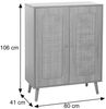 Highboard HWC-M38, Kommode Schrank Sideboard, Staufächer, Kubu Rattan Holz 106x80x41cm ~ Eiche-Optik Bild 3