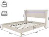 Flieks Polsterbett 160x200cm, Doppelbett mit LED-Kopfteil, Samt, Beige Bild 4