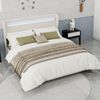 Flieks Polsterbett 160x200cm, Doppelbett mit LED-Kopfteil, Samt, Beige Bild 2