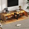MODFU Lowboard Fernsehschrank 180x45x40 cm mit LED und 4 Türen, Naturholz/Schwarz (Packung, 1 St, mit zwei Schränken und LED-Lichtleiste), für Fernseher bis zu 75 Zoll Bild 5