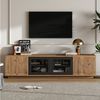 MODFU Lowboard Fernsehschrank 180x45x40 cm mit LED und 4 Türen, Naturholz/Schwarz (Packung, 1 St, mit zwei Schränken und LED-Lichtleiste), für Fernseher bis zu 75 Zoll Bild 3