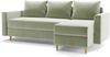 AX LIVING Walston 3-Sitzer Couch mit Schlaffunktion – Ecksofa Samt 224cm Salbeigrün Bild 2