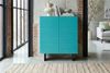 KAWOLA Highboard LYNN 2 Türen lackiert petrol 120 x 40 x 100 cm Bild 2