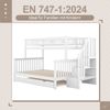 Etagenbett 90x200/140x200 cm Kinderbett mit ausziehbarem Rollbett,Hochbett mit Ablagefächern, Treppe und Geländer,weiß Bild 5