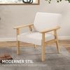 HOMCOM Relaxsessel Loungesessel mit Armlehnen, Polstersessel in Leinenoptik (Akzentsessel, 1-St, Sessel), Cremeweiß, 64 x 70 x 72 cm Bild 4