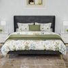 Flieks Polsterbett 140x200cm, Doppelbett mit weicher Kopfteil, Bettbeine aus Holz, Samt, Grau Bild 3
