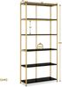 BarberPub Bücherregal Gold, Standregal mit 5 Ebenen, Büroregal mit Metallrahmen, Regal für Büro, Wohnzimmer, Schlafzimmer, Küche, Nagelstudio, 5166 Bild 3