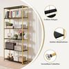 BarberPub Bücherregal Gold, Standregal mit 5 Ebenen, Büroregal mit Metallrahmen, Regal für Büro, Wohnzimmer, Schlafzimmer, Küche, Nagelstudio, 5166 Bild 4
