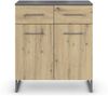 Kommode >Butte< in Eiche Artisan / grau metallic - 80x92x42 (BxHxT) Bild 4