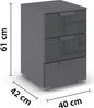 rauch Aditio Box, Nachttisch, 2 Schubladen, mit Glasfront, mit Softclose-Funktion, Farbe Grau metallic, BxHxT 40x61x42cm Bild 4