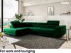 MEBLINI Schlafcouch mit Bettkasten - CARL - 272 x 202 x 63 cm Links - Grün Samt - Ecksofa mit Schlaffunktion - Sofa mit Relaxfunktion und Kopfstützen - Couch L-Form - Eckcouch - Wohnlandschaft Bild 3