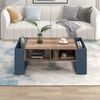Couchtisch aus Holzmaserung, mit Eine grifflose Schublade, ein Staufach und Heckstaufach,doppelseitiger Stauraum. Mit Staufächern auf beiden Seiten. Wohnzimmer-Sofatisch, großer Stauraum. Anthrazit. Bild 5