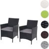 2er-Set Poly-Rattan Gartensessel Halden, Korbsessel ~ anthrazit, Kissen anthrazit Bild 5