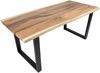 Esstisch TESSA mit Baumkante Suarholz 180x80x77cm | Holztisch mit Metallgestell Baumkantentisch Tischbeine Schwarz Bild 2