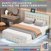 Polsterbett 140 x 200 cm, gepolsterter Schwebebettrahmen mit LED-Leuchten und Kopfteildesign, flächiges Doppelbett-Gästebett in hautfreundlichem Leinen Beige Bild 5