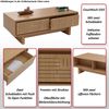 Couchtisch HWC-O33, Sofatisch Wohnzimmertisch Beistelltisch, 2 Schubladen 2 Fächer, Melamin 40x120x60cm ~ Ulme Natur Bild 2