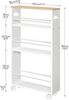 HOOBRO Schmaler Servierwagen 4 Ebenen 360° Räder Weiß/Naturholz 80cm Bild 3
