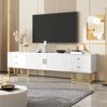 Moderner TV-Schrank 175 cm aus MDF in Weiß mit goldenen Griffen und Füßen, 4 Schubladen và Stauraum, 175x30x46cm Bild 4