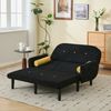Sofa Multiform (H 85 x T 133.5 x B 77 cm) – schwarzer Cord/Velours, verstellbare Rückenlehne, Metallrahmen, 2 runde Kissen Bild 2