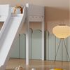 TavilaEcon Hochbett Kinderbett Jugendbett mit Rutsche und dreistufiger gerader Leiter mit abnehmbarem Regal, Kiefer+MDF, Weiß+Natur, 90x200 cm Bild 3