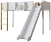 TavilaEcon Hochbett Kinderbett Jugendbett mit Rutsche und dreistufiger gerader Leiter mit abnehmbarem Regal, Kiefer+MDF, Weiß+Natur, 90x200 cm Bild 5
