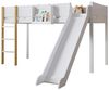 TavilaEcon Hochbett Kinderbett Jugendbett mit Rutsche und dreistufiger gerader Leiter mit abnehmbarem Regal, Kiefer+MDF, Weiß+Natur, 90x200 cm Bild 4
