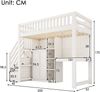 Merax Hochbett 90x200cm mit Schreibtisch, Kinderbett, Einzelbett, Leiterschrank & Kleiderschrank, offene Regale, USB/USB‑C Anschlüsse, Weiß Bild 4