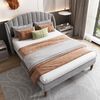 Merax Polsterbett 160x200 Ohrform Doppelbett aus Samt mit Kopfteil & Lattenrost Grau Bild 5
