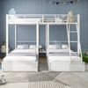 Dreibettzimmer Etagenbett 3er Set Metall Weiß Kinderzimmer Schlafplatz mit Schubladen Stauraum Sicherheitsgeländer Bild 4