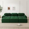 Flieks 3-Sitzer Sofa, Modular Schlafsofa, Tiefsofa mit 3 Ottoman & 3 Kissen, Cord, Grün Bild 2